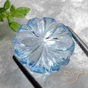 Topazio Celeste naturale da 8.55 ct, Taglio a fiore, Trasparente