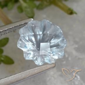 Topazio Celeste naturale da 1.90 ct, Taglio a fiore, Trasparente