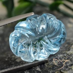 Topazio Celeste naturale da 11.77 ct, Taglio a fiore, Trasparente