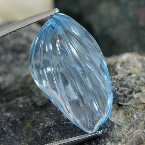 19.21ct Naturale Celeste Topazio, Taglio a fantasia, Trasparente