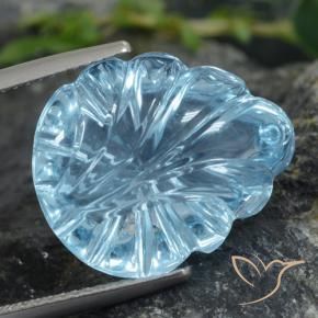 Topazio Blu svizzero naturale da 15.42 ct, Taglio a fiore, Trasparente