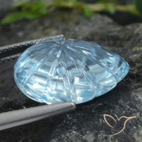 Topazio Blu svizzero naturale da 15.42 ct, Taglio a fiore, Trasparente