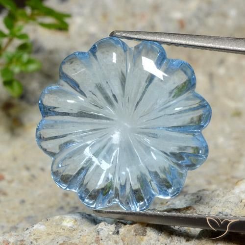 12.02ct Naturale Celeste Topazio, Taglio a fiore, Trasparente