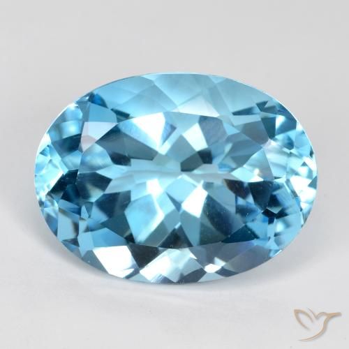 22.02ct Naturale Blu svizzero Topazio, Ovale, VVS