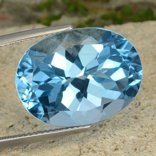 21.13ct Naturale Blu svizzero Topazio, Ovale, VVS