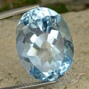 Topazio Celeste naturale da 21.61 ct, Ovale, VVS