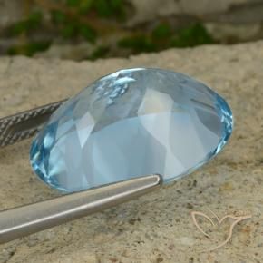 Topazio Celeste naturale da 21.61 ct, Ovale, VVS