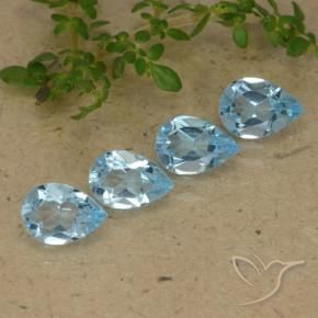 Gemme di Topazio Celeste naturale da 2.92 ct, Forma a pera, VVS-VS
