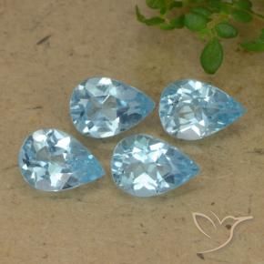 Gemme di Topazio Celeste naturale da 3.07 ct, Forma a pera, VVS-VS