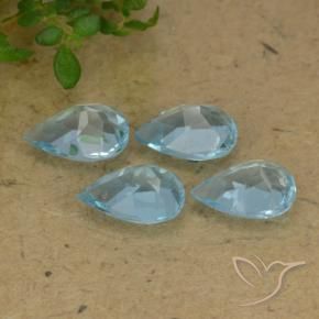 Gemme di Topazio Celeste naturale da 3.07 ct, Forma a pera, VVS-VS