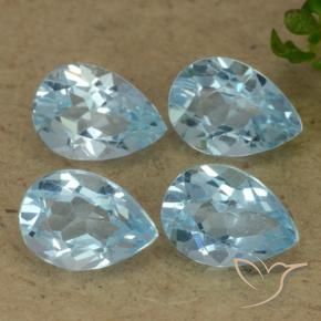 Gemme di Topazio Celeste naturale da 3.19 ct, Forma a pera, VVS-VS
