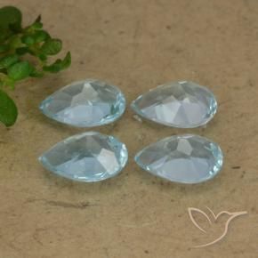 Gemme di Topazio Celeste naturale da 3.19 ct, Forma a pera, VVS-VS