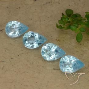 Gemme di Topazio Celeste naturale da 2.91 ct, Forma a pera, VVS-VS