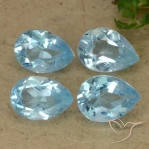 Gemme di Topazio Celeste naturale da 3.49 ct, Forma a pera, VVS-VS
