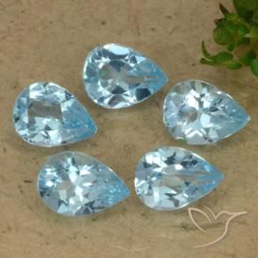 Gemme di Topazio Blu svizzero naturale da 3.39 ct, Forma a pera, VVS-VS