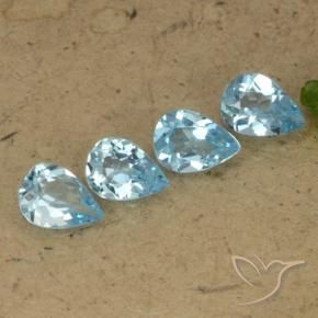Gemme di Topazio Blu svizzero naturale da 3.01 ct, Forma a pera, VVS-VS