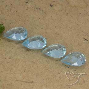 Gemme di Topazio Blu svizzero naturale da 3.01 ct, Forma a pera, VVS-VS
