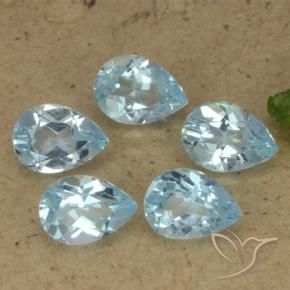 Gemme di Topazio Celeste naturale da 4.14 ct, Forma a pera, VVS-VS