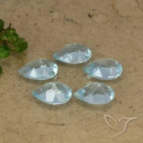 Gemme di Topazio Celeste naturale da 4.14 ct, Forma a pera, VVS-VS