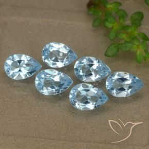 Gemme di Topazio Celeste naturale da 3.06 ct, Forma a pera, VVS-VS