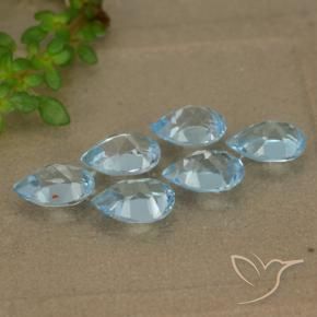 Gemme di Topazio Celeste naturale da 3.06 ct, Forma a pera, VVS-VS
