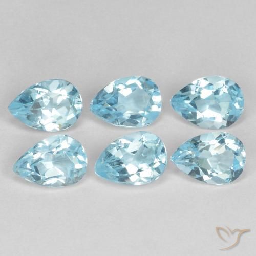 Gemme di Topazio Celeste naturale da 3.29 ct, Forma a pera, VS