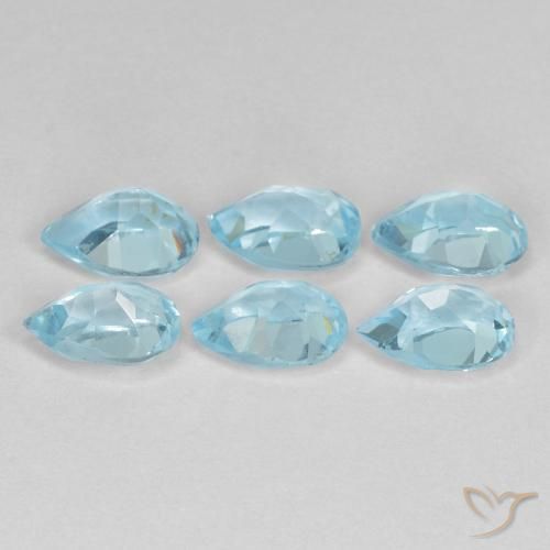 Gemme di Topazio Celeste naturale da 3.29 ct, Forma a pera, VS