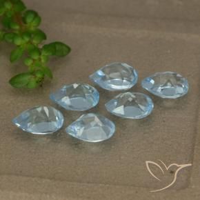 Gemme di Topazio Celeste naturale da 3.20 ct, Forma a pera, VVS-VS