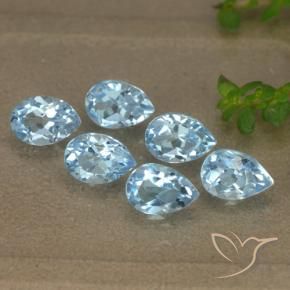 Gemme di Topazio Celeste naturale da 3.37 ct, Forma a pera, VVS-VS
