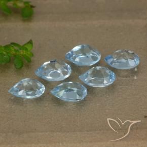 Gemme di Topazio Celeste naturale da 3.37 ct, Forma a pera, VVS-VS