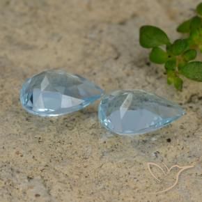 Gemme di Topazio Celeste naturale da 1.45 ct, Forma a pera, VVS-VS