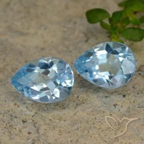 Gemme di Topazio Celeste naturale da 1.85 ct, Forma a pera, VVS-VS