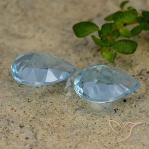 Gemme di Topazio Celeste naturale da 1.85 ct, Forma a pera, VVS-VS