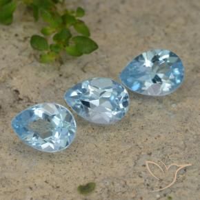 Gemme di Topazio Celeste naturale da 2.67 ct, Forma a pera, VVS-VS