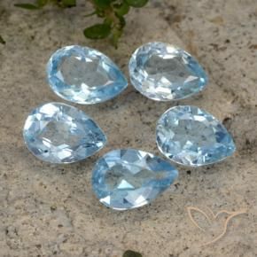 Gemme di Topazio Blu svizzero naturale da 4.19 ct, Forma a pera, VVS-VS