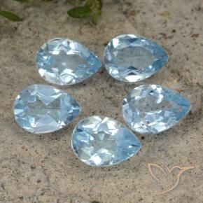Gemme di Topazio Celeste naturale da 3.87 ct, Forma a pera, VVS-VS