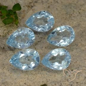 Gemme di Topazio Celeste naturale da 4.00 ct, Forma a pera, VVS-VS