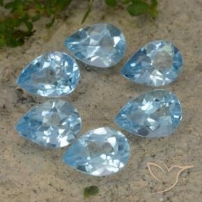 Gemme di Topazio Celeste naturale da 5.01 ct, Forma a pera, VVS-VS
