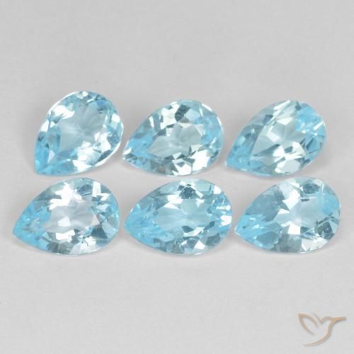Gemme di Topazio Celeste naturale da 4.35 ct, Forma a pera, VVS-VS