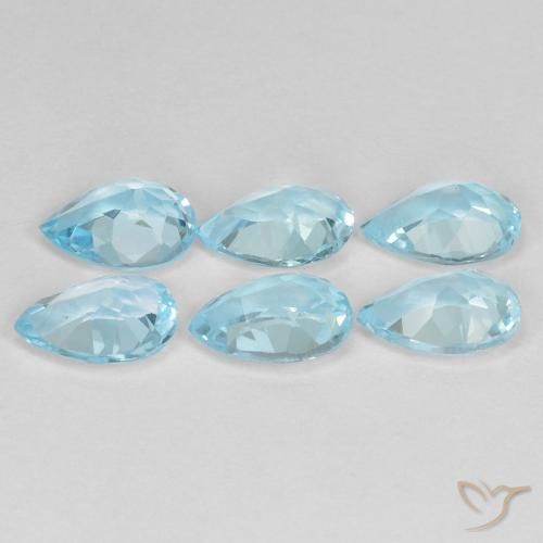 Gemme di Topazio Celeste naturale da 4.35 ct, Forma a pera, VVS-VS
