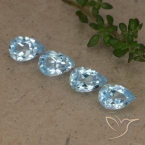 Gemme di Topazio Celeste naturale da 2.31 ct, Forma a pera, VVS-VS