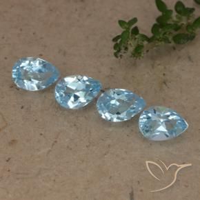 Gemme di Topazio Blu svizzero naturale da 2.09 ct, Forma a pera, VVS-VS