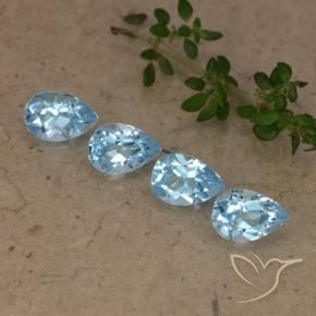 Gemme di Topazio Celeste naturale da 2.28 ct, Forma a pera, VVS-VS