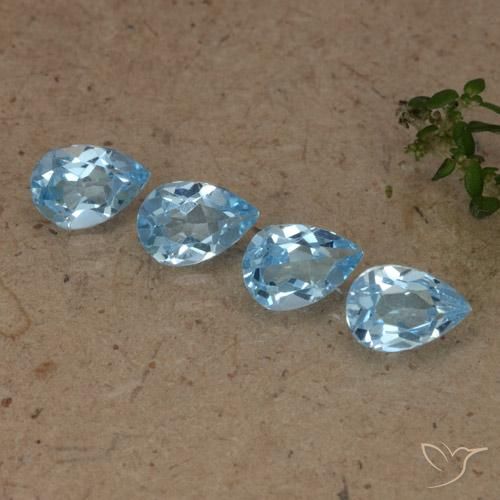 Gemme di Topazio Blu svizzero naturale da 2.03 ct, Forma a pera, VVS-VS