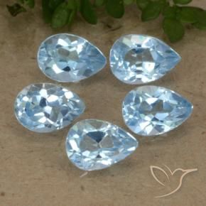 Gemme di Topazio Celeste naturale da 2.89 ct, Forma a pera, VVS-VS