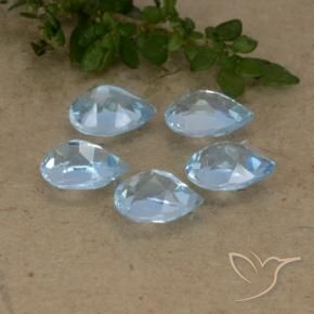 Gemme di Topazio Celeste naturale da 2.89 ct, Forma a pera, VVS-VS