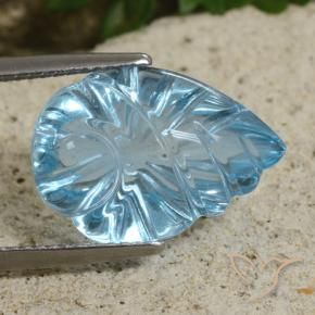 Topazio Blu svizzero naturale da 11.15 ct, Taglio a fiore, Trasparente