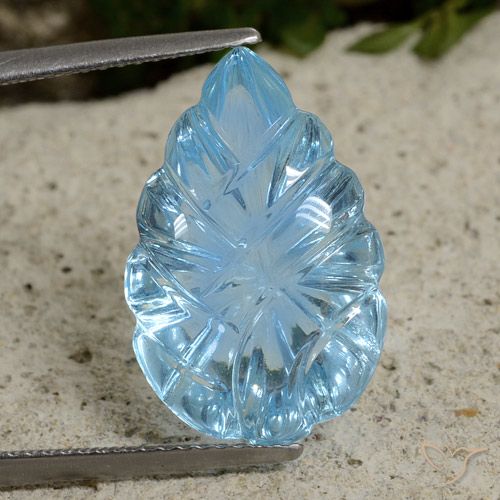 12.49ct Naturale Celeste Topazio, Taglio a fiore, Trasparente