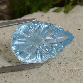 Topazio Celeste naturale da 12.49 ct, Taglio a fiore, Trasparente