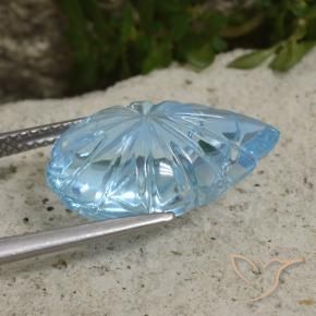 Topazio Celeste naturale da 12.49 ct, Taglio a fiore, Trasparente